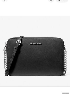 Michael Kors Jet Set Large Saffiano Leather Crossbody Bag Black